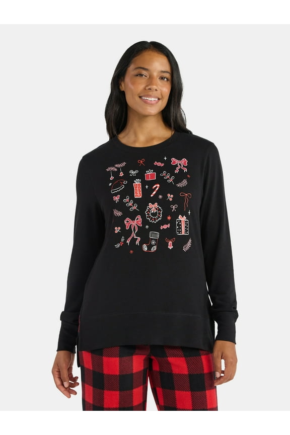 Women's Christmas Holiday Spread Crewneck Hacci Top from Holiday Time, Sizes S-XXXL