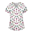Women's Christmas Holiday Themed VNeck Short Sleeve TShirt Festive