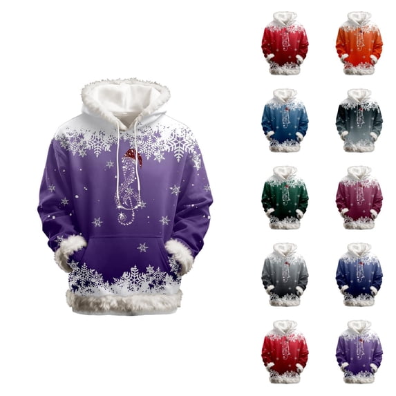 Women's Christmas Hoodie 2025 Fashion Long Sleeve Trim Snowflake Graphic Hooded Sweatshirt with Pockets Xmas Pullover Top