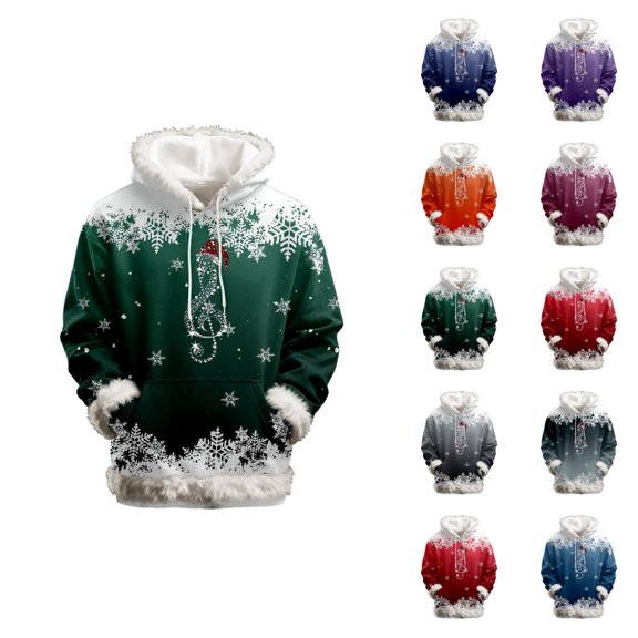 Women's Christmas Hoodie 2025 Long Sleeve Casual Trim Snowflake Graphic Hooded Sweatshirt with Pockets Xmas Pullover Top