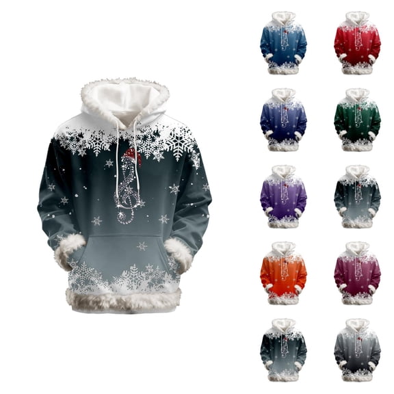 Women's Christmas Hoodie 2025 Long Sleeve Fashion Snowflake Graphic Trim Hooded Sweatshirt with Pockets Xmas Pullover Top