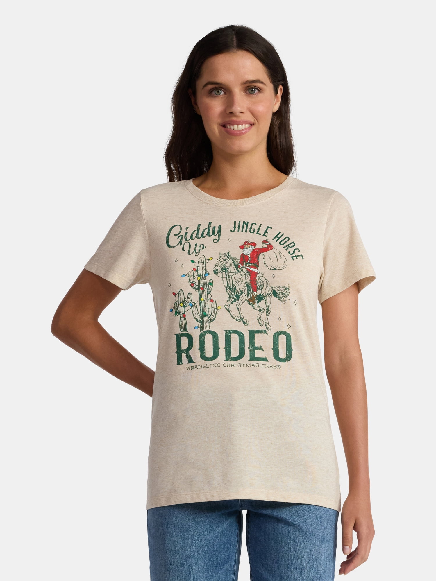 Christmas Women's Jingle Horse Graphic Tee from Holiday Time, Sizes S-XXXL