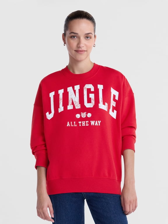 Christmas Women's and Women's Plus Fleece Sweatshirt from Holiday Time, Sizes S-4X