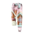 thumbnail image 1 of Women's Christmas Jogger Pants with Festive Red Design and Faux Fur Trim Holiday Lounge Wear, 1 of 4