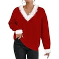 thumbnail image 1 of Women's Christmas Knit Sweater with Faux Trim, 1 of 8