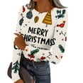 thumbnail image 1 of Women's Christmas Knitted Tops Long Sleeve Shirts Graphic Christmas Ribbed Knit Shirt Casual Slim Fit Holiday Tees, 1 of 5