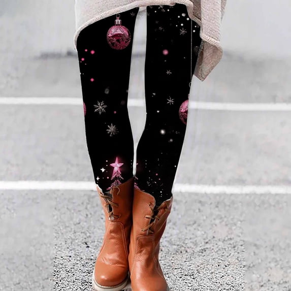 Women's Christmas Leggings Fashionable And Casual Christmas Print High Waist Slim Leggings