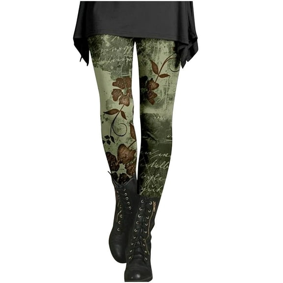 Women's Christmas Leggings High Waisted Winter Workout Pants Tummy Control Santa Claus Print Gym Legging Tights