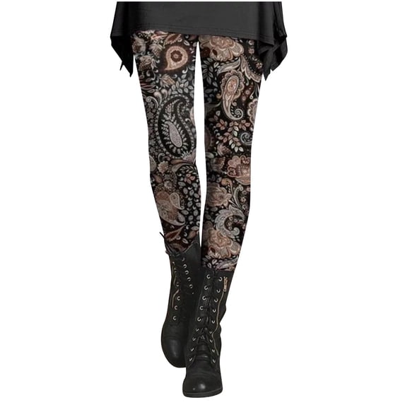 Women's Christmas Leggings High Waisted Winter Workout Pants Tummy Control Santa Claus Print Gym Legging Tights