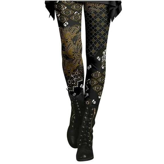 Women's Christmas Leggings High Waisted Winter Workout Pants Tummy Control Santa Claus Print Gym Legging Tights