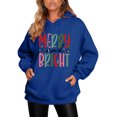thumbnail image 1 of Women's Christmas Letter Hooded Sweatshirt, Merry and Bright Design, Comfortable Long Sleeve Pullover for Women, Festive Holiday Wear,Royal Blue,L, 1 of 4