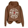 thumbnail image 1 of Women's Christmas Letter Print Hoodie Fashion Casual Loose Fit Long Sleeve Solid Color Pullover Sweatshirt Cozy Winter Wear, 1 of 2