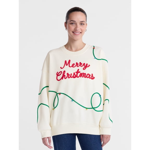 Christmas Women's and Women's Plus Fleece Sweatshirt from Holiday Time, Sizes S-4X