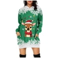 thumbnail image 1 of Women's Christmas Lighted Deer Print Hoodie Dress Cozy Casual Long Sleeve Holiday Party Wear Festive Winter Outfit Comfortable Pullover, 1 of 2