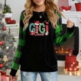thumbnail image 1 of Women's Christmas Long Sleeve Top, Plaid Sleeve "Gigi Claus" Festive Graphic Sweatshirt, 1 of 4