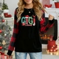 thumbnail image 1 of Women's Christmas Long Sleeve Top, Plaid Sleeve "Gigi Claus" Festive Graphic Sweatshirt, 1 of 4