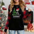 thumbnail image 1 of Women's Christmas Long Sleeve Top, Plaid Sleeve "Is This Jolly Enough?" Cat Graphic Sweatshirt, 1 of 4