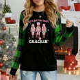 thumbnail image 1 of Women's Christmas Long Sleeve Top, Plaid Sleeve "Let's Get This Party Crackin'" Nutcracker Graphic Sweatshirt, 1 of 4