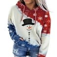 thumbnail image 1 of Women's Christmas Long Sleeve Tops Tshirts Snowman Button Print Hooded Pullover Casual Sweater Holiday Graphic Tees Blouses, 1 of 7
