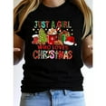 thumbnail image 1 of Women's Christmas Lover Graphic Breathable T Shirt Comfortable Short Sleeve Round Neck Top Black S-5XL, 1 of 5