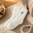 thumbnail image 1 of Women's Christmas Mid Calf Socks Fuzzy Plush Lined Thick Warm Winter Floor Socks Non Slip Cozy Crew Sleeping Socks for Indoor Home Lounge, 1 of 4