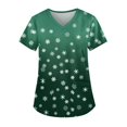 Women's Christmas Nurse Uniforms Snowflake Print Medical Scrub Shirts
