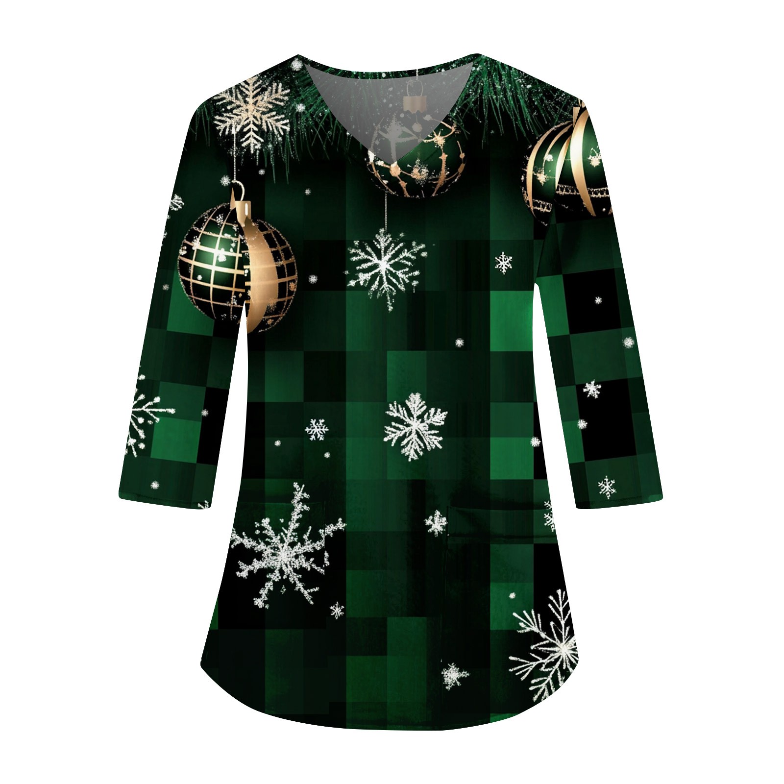 Women's Christmas Nurse Uniforms Xmas Snowflake Print Medical Scrub