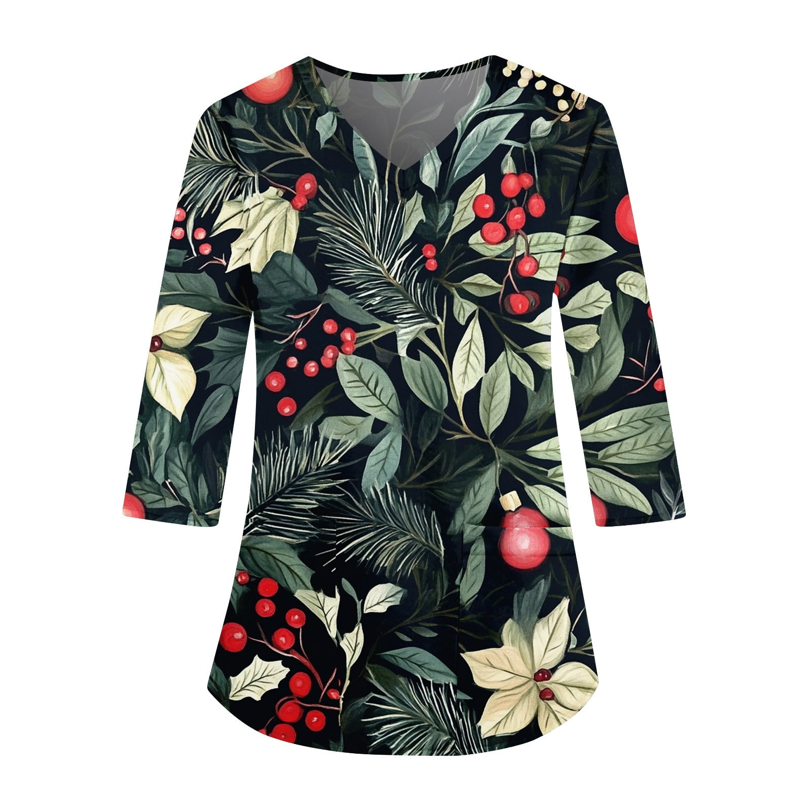 Women's Christmas Nurse Uniforms Xmas Snowflake Print Medical Scrub