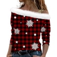 thumbnail image 1 of Women's Christmas Off Shoulder Sweater Festive Candy Cane & Gingerbread Print, Cozy Holiday Pullover Top, 1 of 5