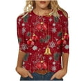 thumbnail image 1 of Women's Christmas Outfit Plus Size Snowflake Print Top Womens Tunic Tops 3/4 Sleeve Round Neck Casual T Shirt Vacation Shirts, 1 of 5