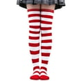 thumbnail image 1 of Women's Christmas Over-The-Knee Socks, Horizontal Striped Thigh High Socks with Soft Elastic Cuff, Stretchy Cosplay Novelty Socks for Halloween Party School Daily Wear White, 1 of 3