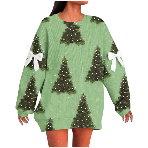 Women's Christmas Oversized Sweatshirt - Bow Accent Snowflake Star Pocket Hoodie, Festive Drawstring Pullover for Holiday Parties/Daily Wear