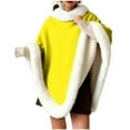 thumbnail image 1 of Women's Christmas Oversized Thick Faux Fur Collar Shawl Warm Homewear Poncho Yellow Free Size, 1 of 6