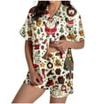 thumbnail image 1 of Women's Christmas Pajamas Silk Pijamas Women Set Short Sleeve Button Down Pajama with Shorts Christmas Pj Set, 1 of 6