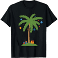 thumbnail image 1 of Women's Christmas Palm Tree Graphic Comfortable T Shirt Short Sleeve Round Neck Top Black S-5XL, 1 of 5