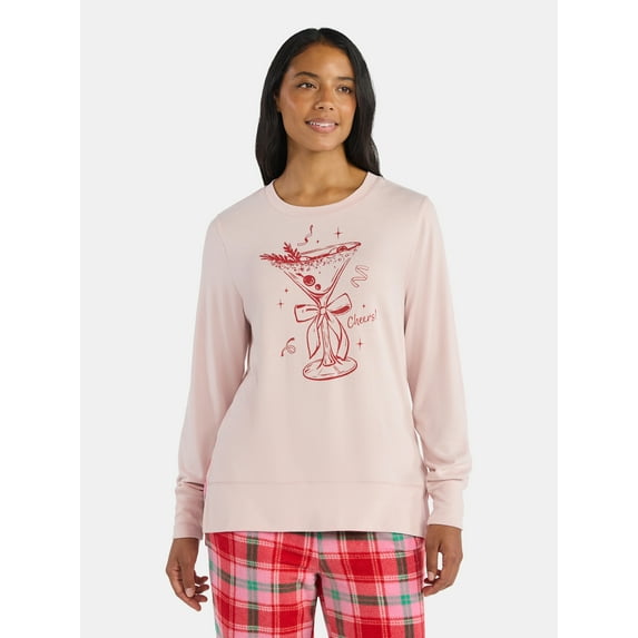 Women's Christmas Party Cheers Crewneck Hacci Top from Holiday Time, Sizes S-XXXL