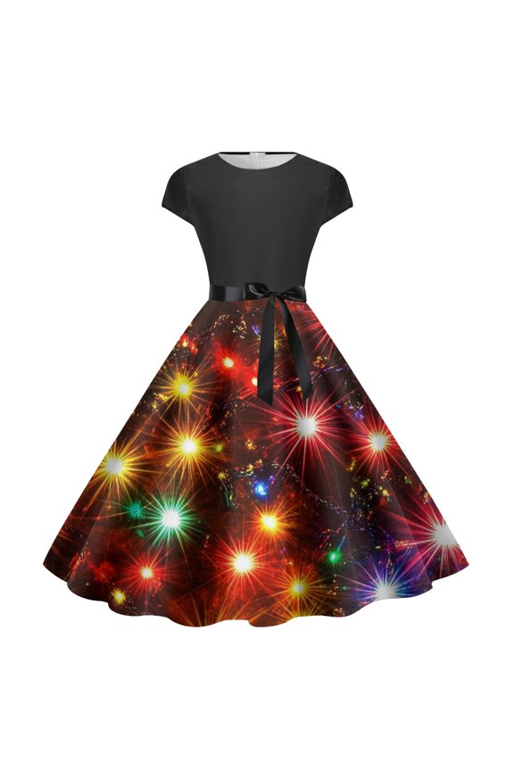 Women's Christmas Party Dress Elegant Knee Length Sleeveless Casual Holiday Festive Flowy Comfortable Stylish