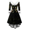 thumbnail image 1 of Women's Christmas Party Printed Vintage Midi Casual Cocktail Festive Dress for Holiday Celebration and Party Events with Retro Style,Black,3XL, 1 of 6