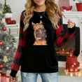 thumbnail image 1 of Women's Christmas Plaid Long Sleeve Top, "Funny Horse Face Cartoon Festive Graphic" Casual Shirt, 1 of 4
