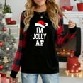 thumbnail image 1 of Women's Christmas Plaid Long Sleeve Top, "I'm Jolly AF Santa Hat Graphic" Festive Casual Shirt, 1 of 4