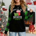 thumbnail image 1 of Women's Christmas Plaid Long Sleeve Top, "Jelly of the Month Merry Christmas Gift Festive Graphic" Casual Shirt, 1 of 4