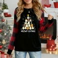 thumbnail image 1 of Women's Christmas Plaid Long Sleeve Top, "Meowy Catmas Cute Cat Christmas Tree Festive Graphic" Casual Shirt, 1 of 4