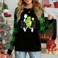 thumbnail image 1 of Women's Christmas Plaid Long Sleeve Top, "Pickleball Pickle Character Funny Festive Graphic" Casual Shirt, 1 of 4