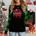 thumbnail image 1 of Women's Christmas Plaid Long Sleeve Top, "Santa's Favorite Nurse Medical Elements Festive Graphic" Casual Shirt, 1 of 4