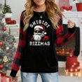 thumbnail image 1 of Women's Christmas Plaid Long Sleeve Top, "Skibidi Rizzmas Cool Santa Sunglasses Festive Graphic" Casual Shirt, 1 of 4