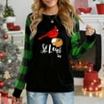 thumbnail image 1 of Women's Christmas Plaid Long Sleeve Top, "St. Louis Cardinal Baseball Festive Graphic" Casual Shirt, 1 of 4