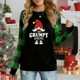 thumbnail image 1 of Women's Christmas Plaid Long Sleeve Top, "The Grumpy Gnome Plaid Hat Festive Graphic" Casual Shirt, 1 of 4