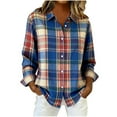 thumbnail image 1 of Women's Christmas Plaid Shirt Tops Button Down Top Lightweight Holiday Festival Outfits Long Sleeve Plaid Jackets, 1 of 6