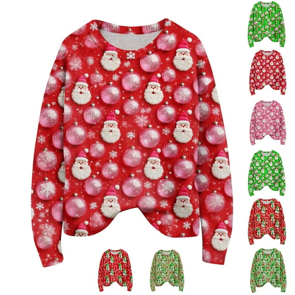 Women's Christmas Print Cardigan Long Sleeve Round Neck Knit Sweater for Fall and Winter, Cozy and Festive Holiday Top, Ideal as Christmas Sweaters for Women and Christmas Gifts,Green,Size M