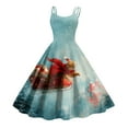 thumbnail image 1 of Women's Christmas Print Casual Fashion Round Neck Mid-Length Dress with Vintage Style for Holiday Parties and Casual Outings,Mint Green,L, 1 of 4
